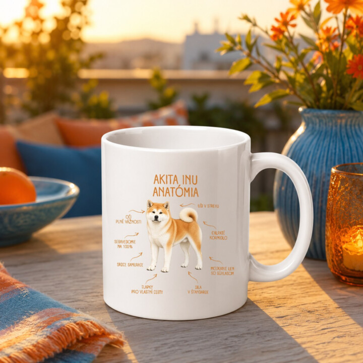 Anatómia akita inu - keramický hrnček s potlačou