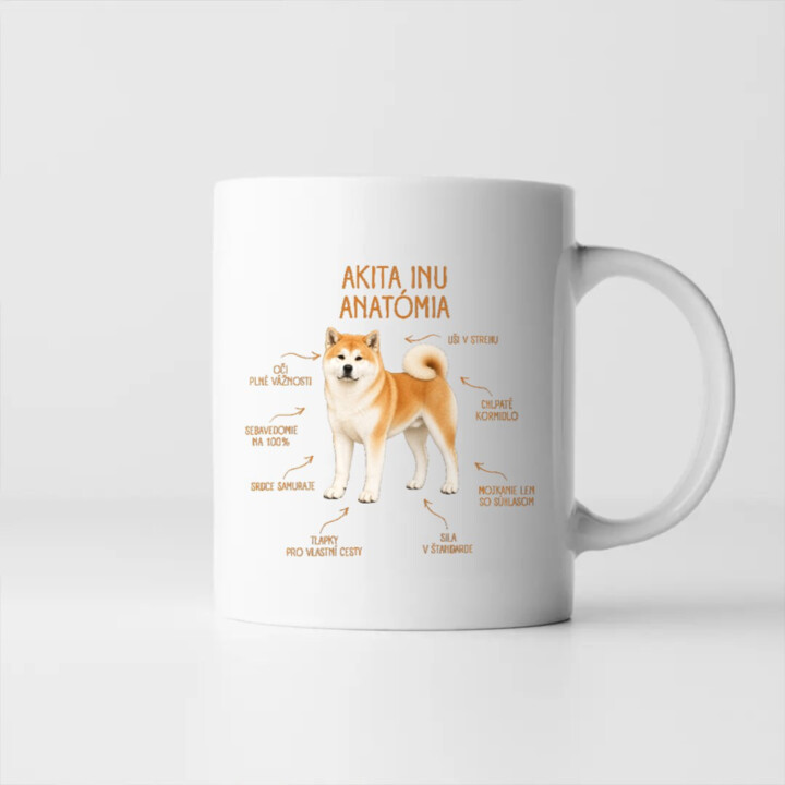 Anatómia akita inu - keramický hrnček s potlačou