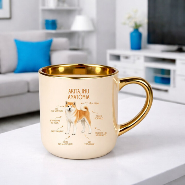 Anatómia akita inu - elegantný hrnček na darček