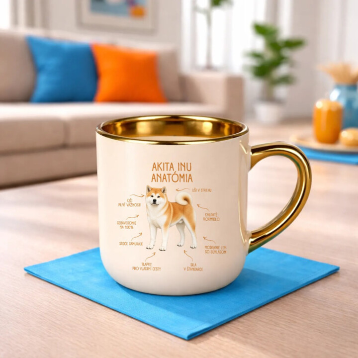 Anatómia akita inu - elegantný hrnček na darček