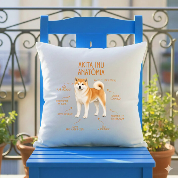Anatómia akita inu - vankúš s potlačou