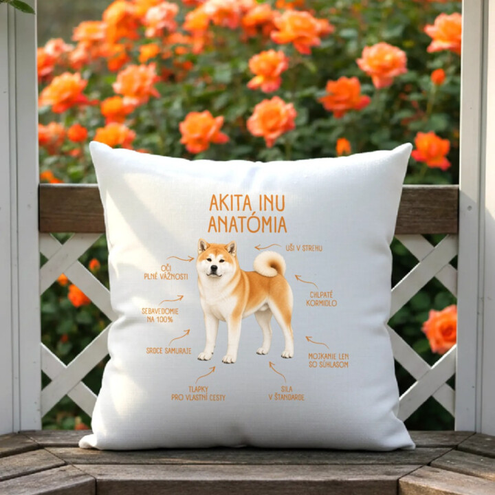 Anatómia akita inu - vankúš s potlačou