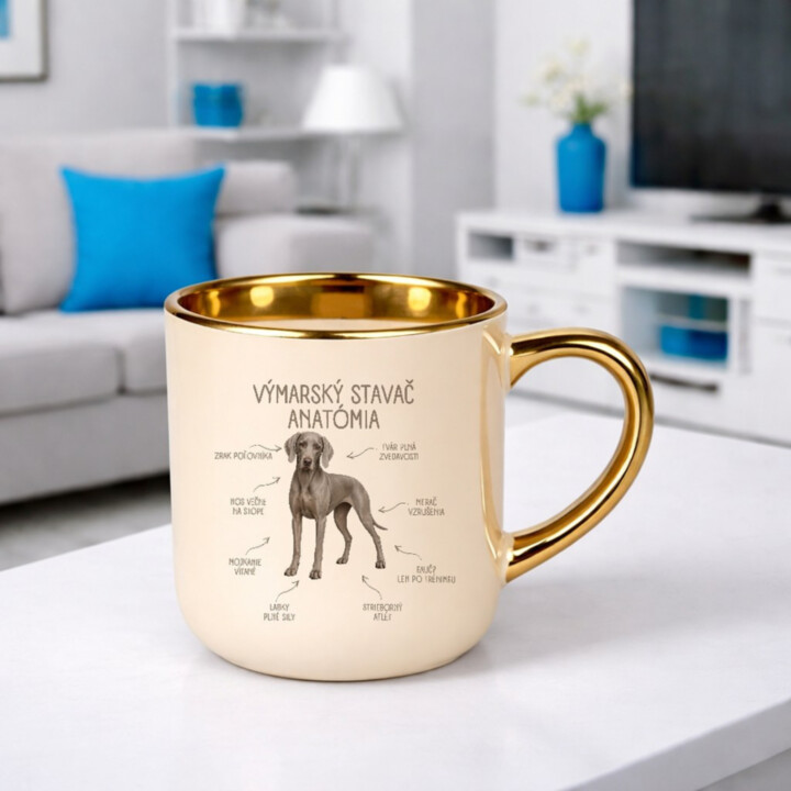 Anatómia výmarského stavača - elegantný hrnček na darček