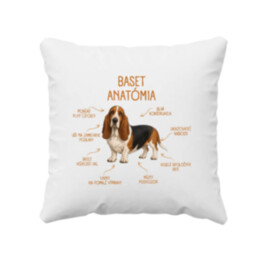 Anatómia baseta - vankúš s potlačou