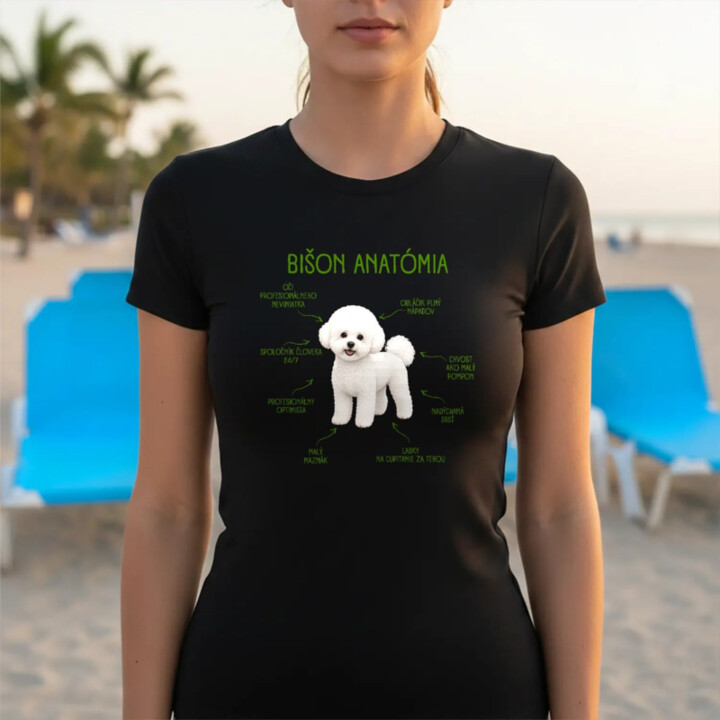 Anatómia bišona - dámske tričko s potlačou