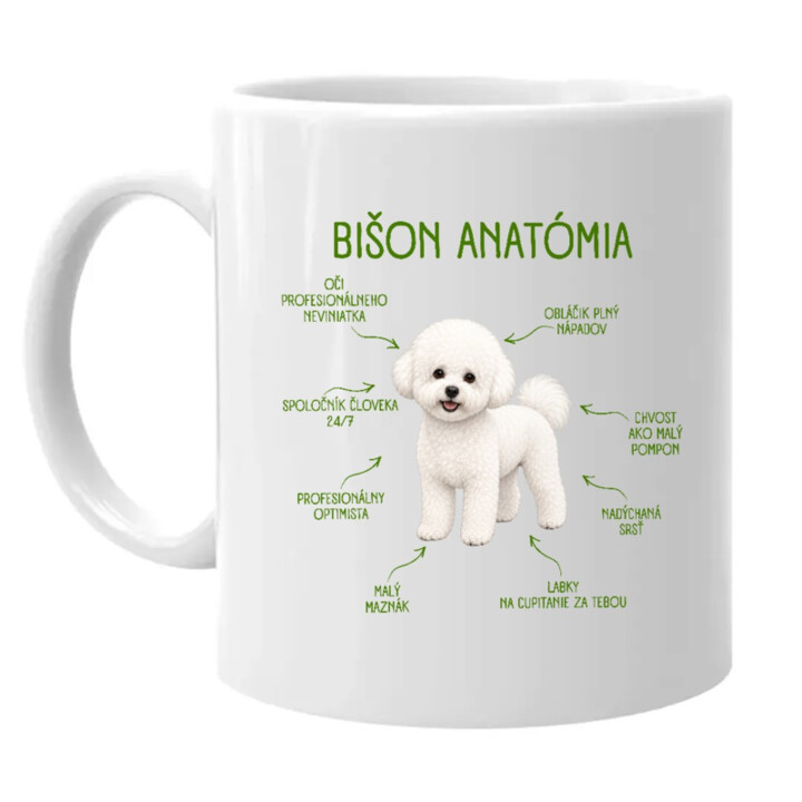 Anatómia bišona - keramický hrnček s potlačou