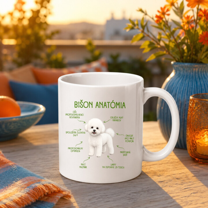 Anatómia bišona - keramický hrnček s potlačou