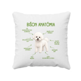 Anatómia bišona - vankúš s potlačou