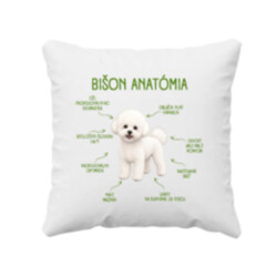 Anatómia bišona - vankúš s potlačou