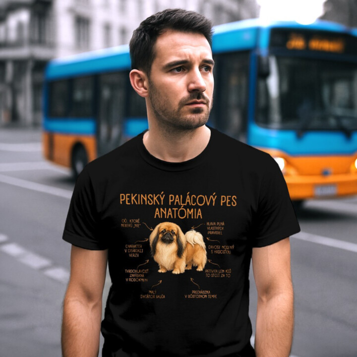 Anatómia pekinského palácového psa - pánske tričko s potlačou