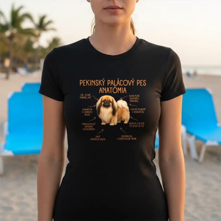 Anatómia pekinského palácového psa - dámske tričko s potlačou