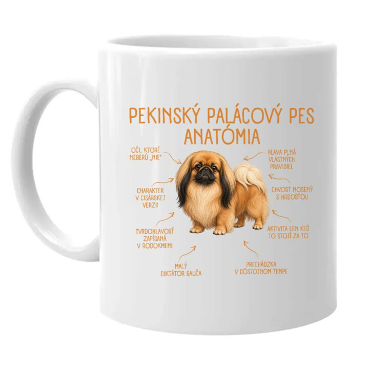 Anatómia pekinského palácového psa - keramický hrnček s potlačou