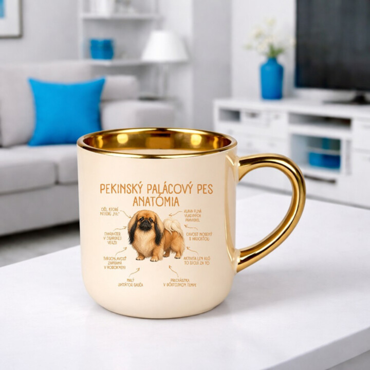 Anatómia pekinského palácového psa - elegantný hrnček na darček