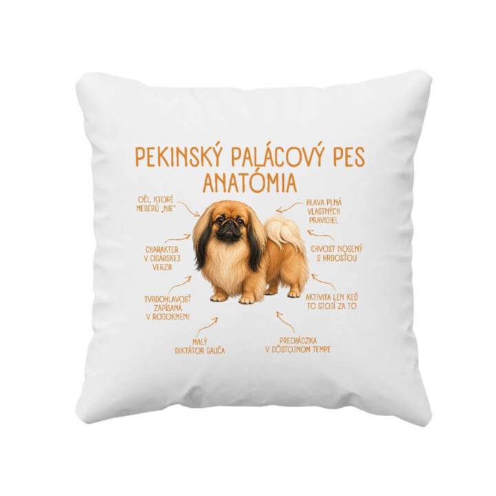 Anatómia pekinského palácového psa - vankúš s potlačou