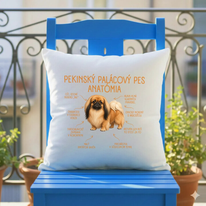 Anatómia pekinského palácového psa - vankúš s potlačou