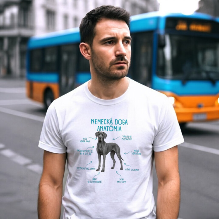 Anatómia nemeckej dogy - pánske tričko s potlačou
