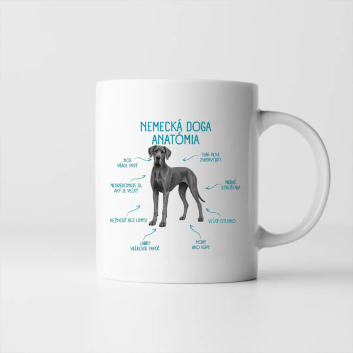 Anatómia nemeckej dogy - keramický hrnček s potlačou