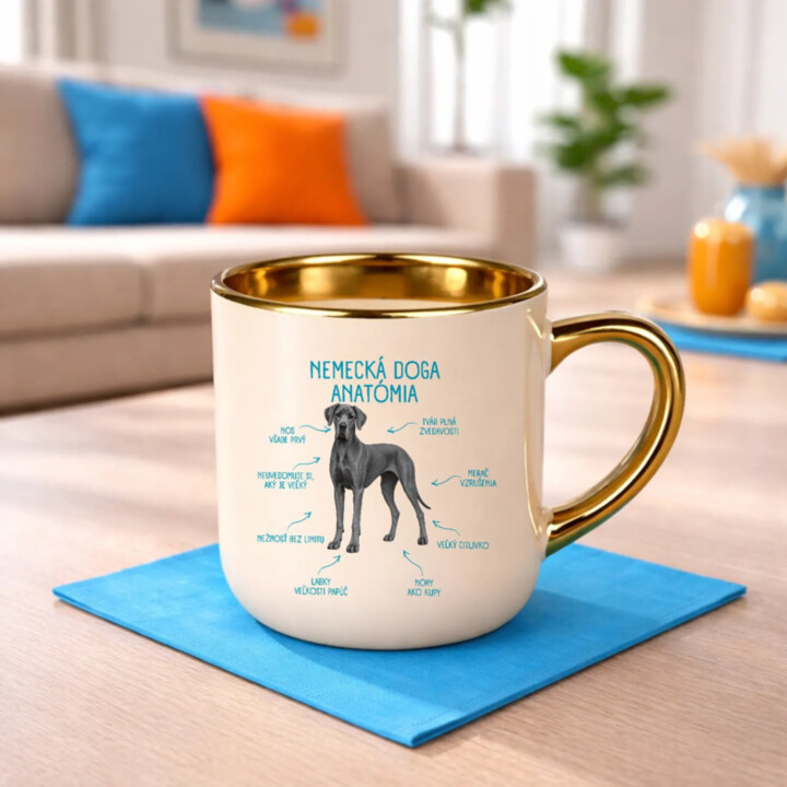 Anatómia nemeckej dogy - elegantný hrnček na darček