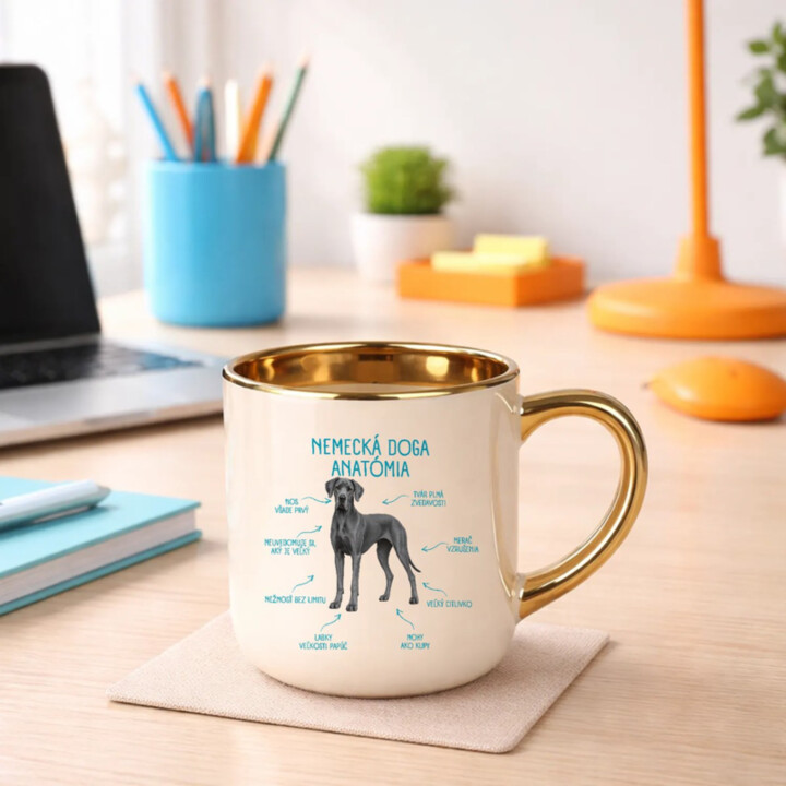 Anatómia nemeckej dogy - elegantný hrnček na darček