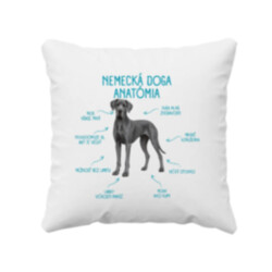Anatómia nemeckej dogy - vankúš s potlačou