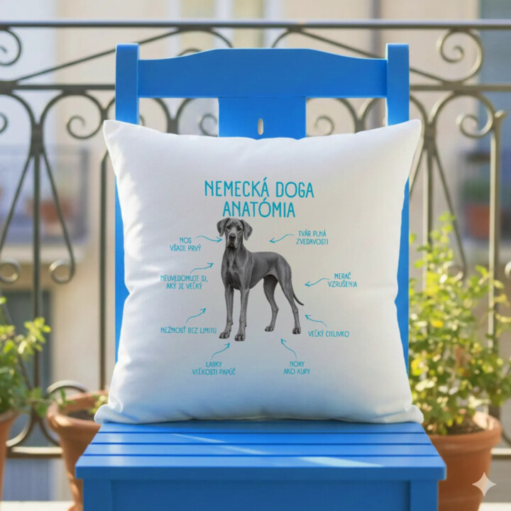 Anatómia nemeckej dogy - vankúš s potlačou
