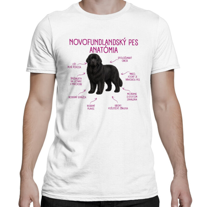 Anatómia novofundlandského psa - pánske tričko s potlačou
