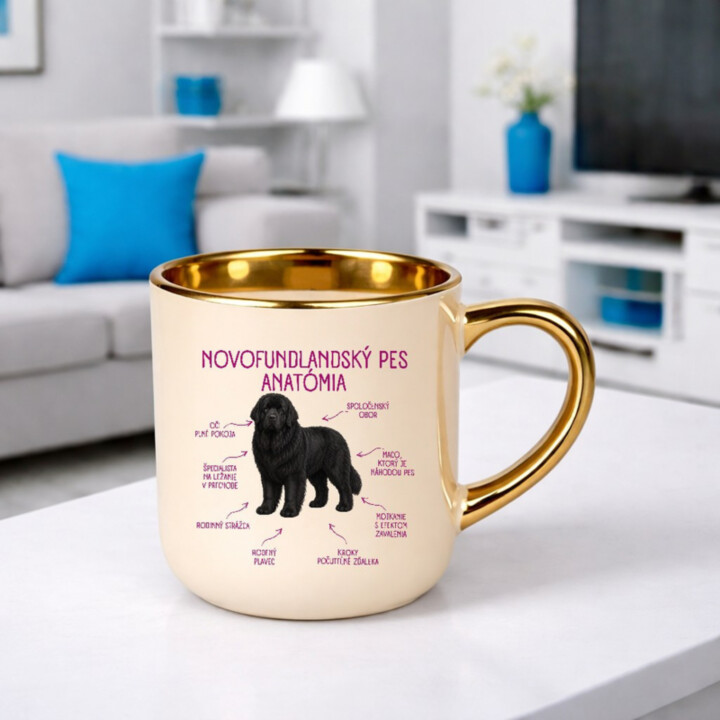 Anatómia novofundlandského psa - elegantný hrnček na darček