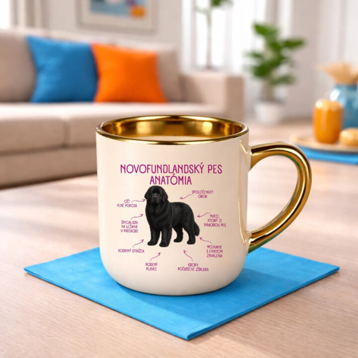 Anatómia novofundlandského psa - elegantný hrnček na darček
