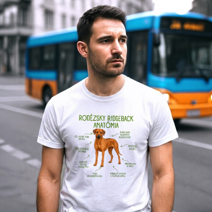 Anatómia rodézskeho ridgebacka - pánske tričko s potlačou