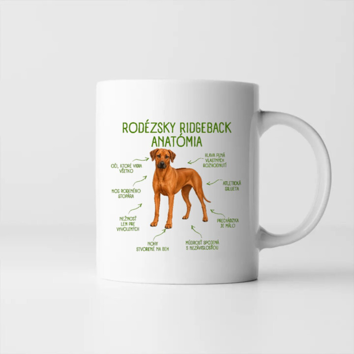 Anatómia rodézskeho ridgebacka - keramický hrnček s potlačou