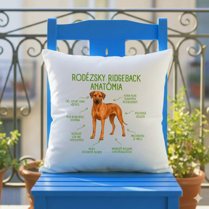Anatómia rodézskeho ridgebacka - vankúš s potlačou