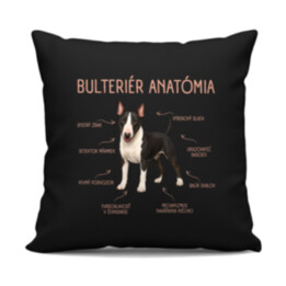 Anatómia bulteriéra - čierny vankúš s potlačou
