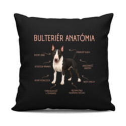 Anatómia bulteriéra - čierny vankúš s potlačou