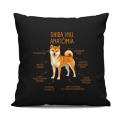 Anatómia shiba inu - čierny vankúš s potlačou