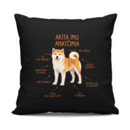 Anatómia akita inu - čierny vankúš s potlačou