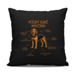 Anatómia poľského duriča - čierny vankúš s potlačou