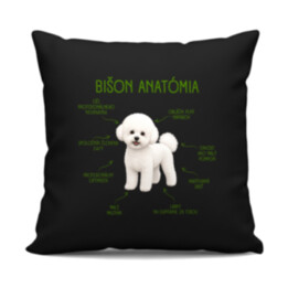 Anatómia bišona - čierny vankúš s potlačou