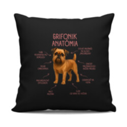 Anatómia grifonika - čierny vankúš s potlačou