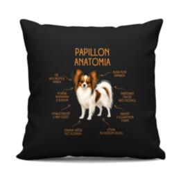Anatómia papillona - čierny vankúš s potlačou