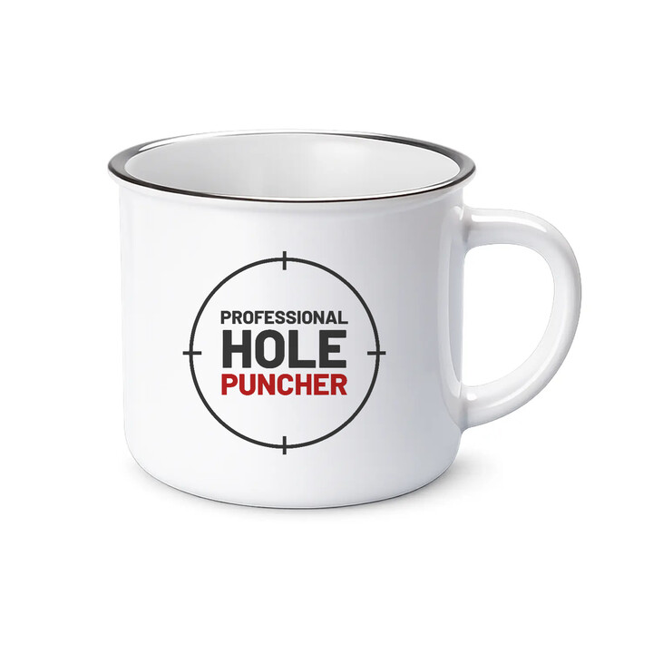 Professional hole puncher - smaltovaný hrnček pre strelca