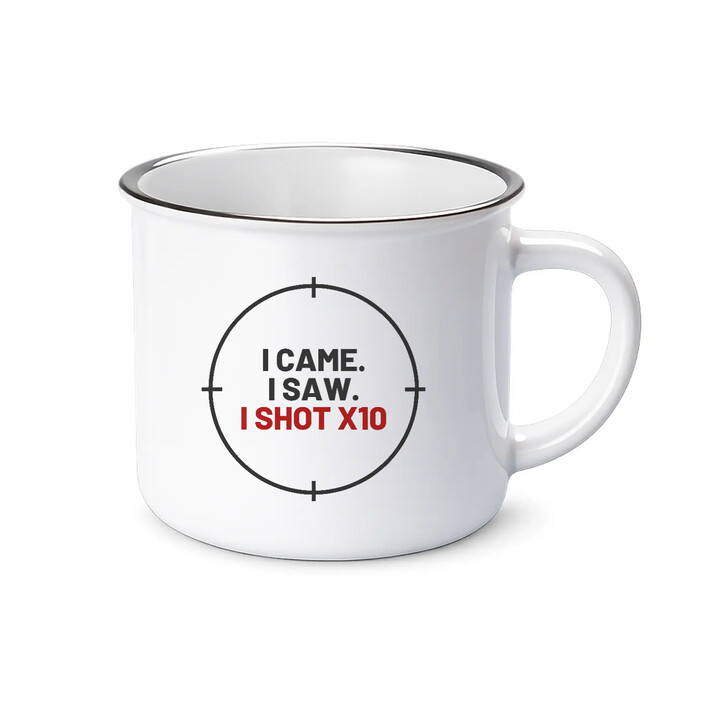 I came. I saw. I shot X10 - smaltovaný hrnček pre strelca