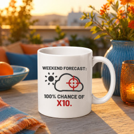 Weekend forecast: 100% chance of X10 - keramický hrnček pre strelca