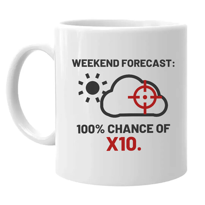 Weekend forecast: 100% chance of X10 - keramický hrnček pre strelca