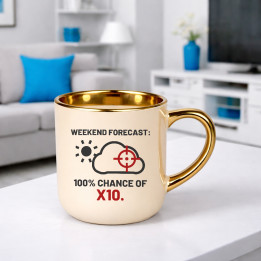 Weekend forecast: 100% chance of X10 - elegantný hrnček pre strelca