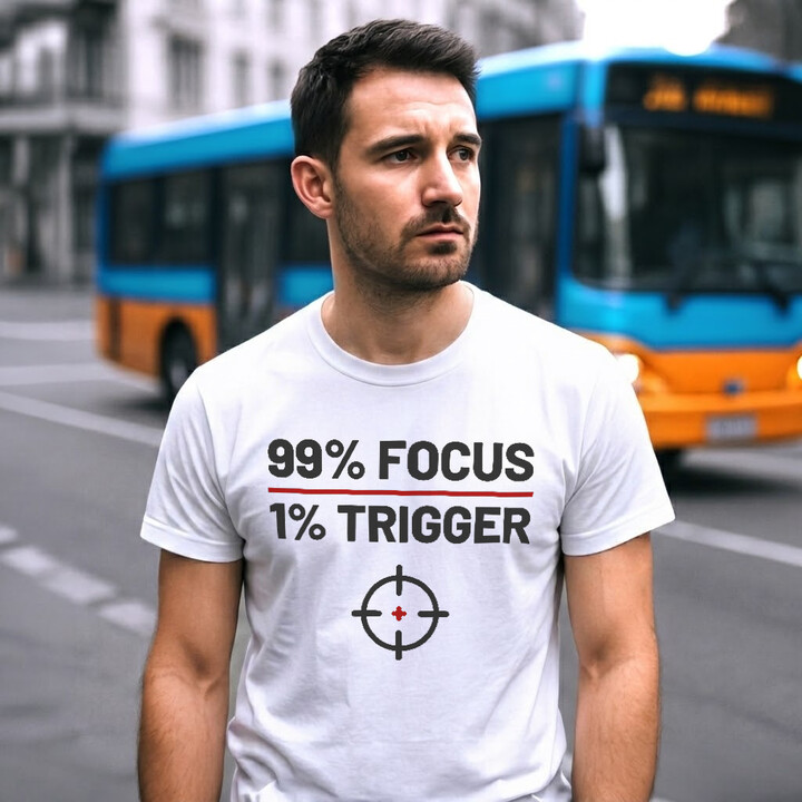 99% focus, 1% trigger - pánske tričko pre strelca