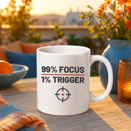 99% focus, 1% trigger - keramický hrnček pre strelca