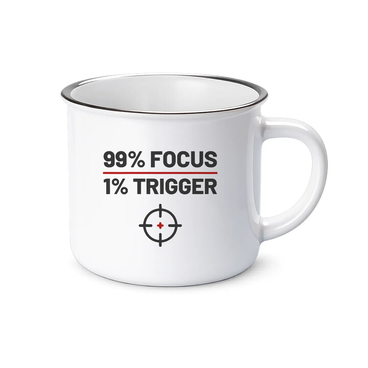 99% focus, 1% trigger - smaltovaný hrnček pre strelca