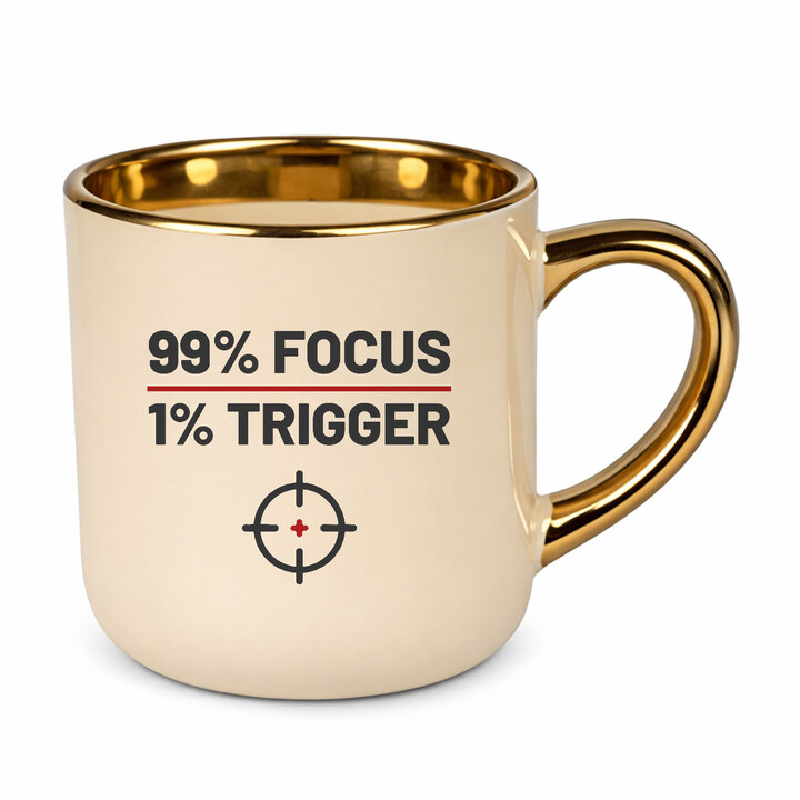 99% focus, 1% trigger - elegantný hrnček pre strelca