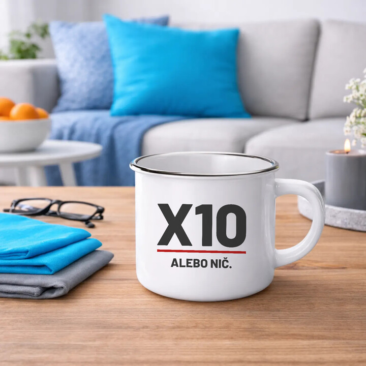 X10 alebo nič - smaltovaný hrnček pre strelca