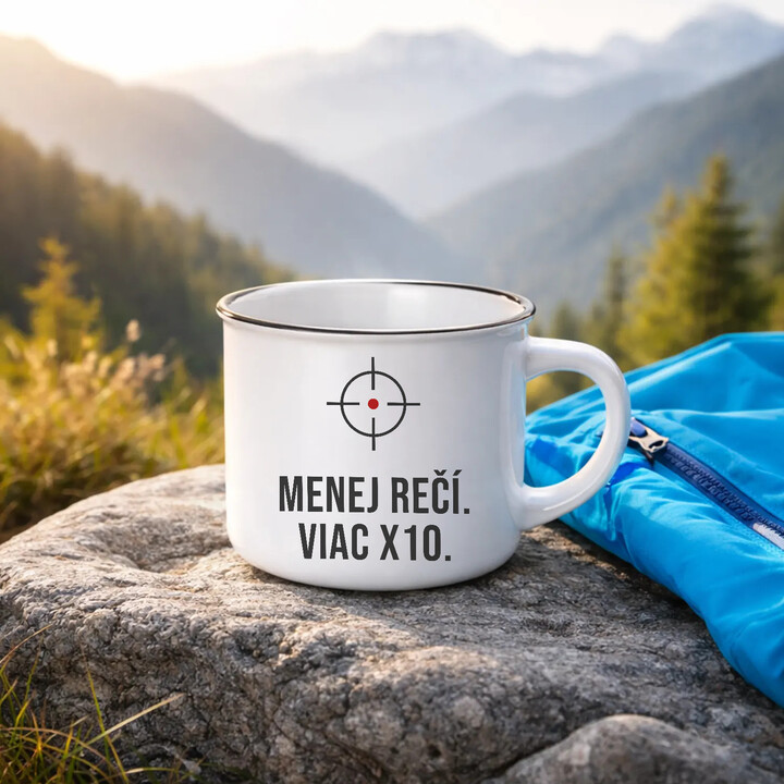 Menej rečí, viac X10 - smaltovaný hrnček pre strelca